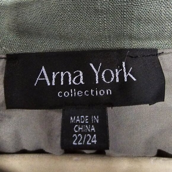 Arna York Olive Green Snap Boho Linen Minimalist Shacket Casual 22/24 - Picture 9 of 12